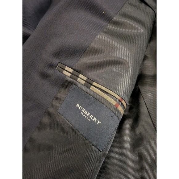 Burberry London Pinstripe Blue Blazer Sport Coat Suit Jacket Men's 40R - Picture 2 of 8